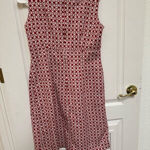 Talbots Red and White Geometric Dress